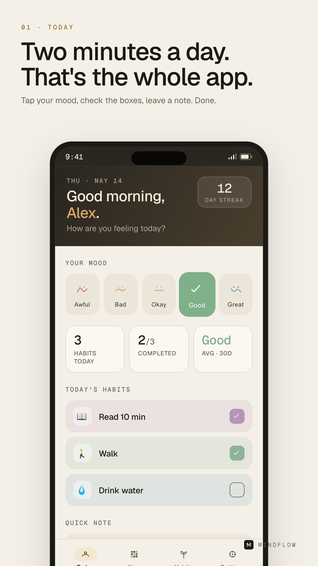 MindFlow daily check-in